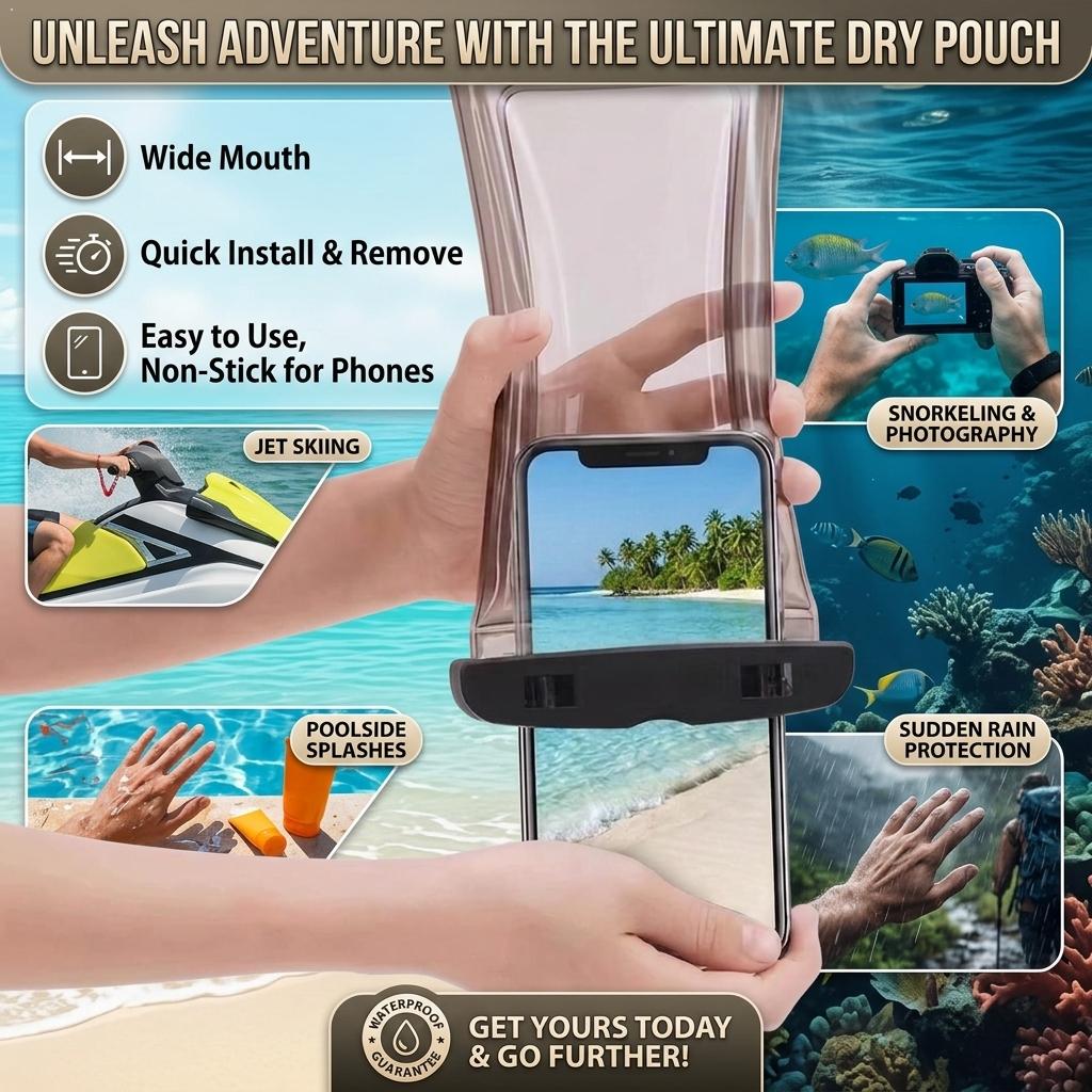 حافظة هاتف مقاومة للماء شفافة، - مراجعة Dry Bag Waterproof وسعره